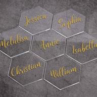 💎 elegant and versatile atomzing 50 pcs clear hexagon acrylic place card names for wedding party or event decor – perfect for custom name settings, escort cards, and memorable table decorations logo