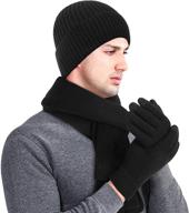 🧣 dtbg winter hat and gloves set: all-in-one warm beanie, knit gloves, and soft scarf for men logo