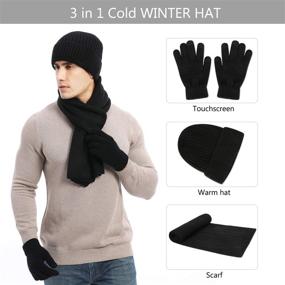 img 3 attached to 🧣 DTBG Winter Hat and Gloves Set: All-in-One Warm Beanie, Knit Gloves, and Soft Scarf for Men