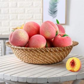img 2 attached to 🍑 BigOtters 16PCS Artificial Fruit Peach: Lifelike Simulation with Leaves, Pink Peach Props for Home Kitchen Decor, Food Toy & Party Accents