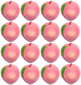 img 1 attached to 🍑 BigOtters 16PCS Artificial Fruit Peach: Lifelike Simulation with Leaves, Pink Peach Props for Home Kitchen Decor, Food Toy & Party Accents