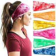 🌈 stylish 6 pcs tie dye boho headbands for women - non slip sweat bands for yoga, running, and sports logo