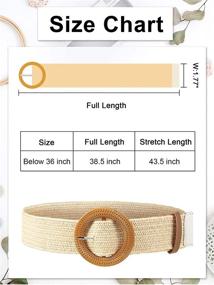img 3 attached to Women's Elastic Stretch Waist Belt with Straw Woven Design, Skinny Dress Belt featuring Wooden Style Buckle