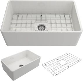 img 4 attached to 🚰 BOCCHI Classico Farmhouse Apron Front Fireclay 30-inch Single Bowl Kitchen Sink: Complete with Protective Bottom Grid and Strainer in Elegant White