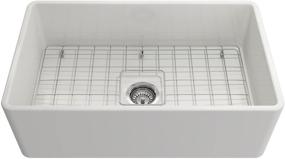 img 3 attached to 🚰 BOCCHI Classico Farmhouse Apron Front Fireclay 30-inch Single Bowl Kitchen Sink: Complete with Protective Bottom Grid and Strainer in Elegant White