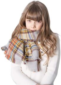 img 1 attached to 🧣 Jastore Kids Unisex Stylish Grid Warm Scarf Blanket - Gorgeous Wrap Shawl