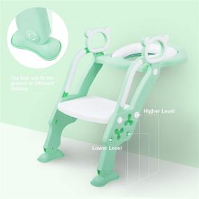 img 1 attached to 🚽 GrowthPic Potty Training Seat - Toddler Toilet Seat with Splash Guard, Anti-Skid, Soft Cushion & Potty Ladder - Green