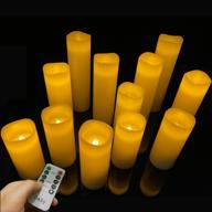 da by led flameless candles: set of 12 ivory real wax pillar candles with remote timer (batteries not included) логотип