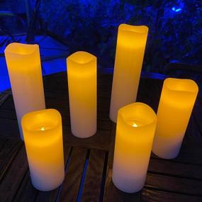 img 1 attached to Da by LED Flameless Candles: Set of 12 Ivory Real Wax Pillar Candles with Remote Timer (Batteries not Included)