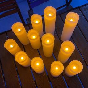 img 3 attached to Da by LED Flameless Candles: Set of 12 Ivory Real Wax Pillar Candles with Remote Timer (Batteries not Included)