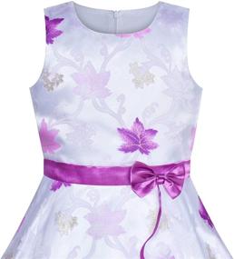 img 2 attached to Purple Ribbon Ruffle Floral Sleeveless Girls' Clothing