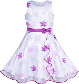 img 4 attached to Purple Ribbon Ruffle Floral Sleeveless Girls' Clothing