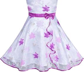 img 1 attached to Purple Ribbon Ruffle Floral Sleeveless Girls' Clothing