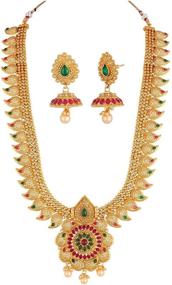 img 3 attached to Crunchy Fashion Gold Plated Traditional Indian Jewelry Set - Bollywood Style Necklace with Earrings & Tika for Women/Girls