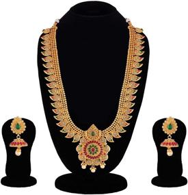 img 2 attached to Crunchy Fashion Gold Plated Traditional Indian Jewelry Set - Bollywood Style Necklace with Earrings & Tika for Women/Girls