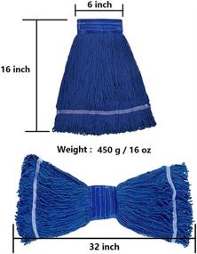 img 3 attached to 3-Pack Blue Heavy Duty Loop-End Cotton String Mop Heads – 6 Inch Headband, Replacement Refills for Home, Industrial & Commercial Use