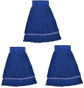 img 4 attached to 3-Pack Blue Heavy Duty Loop-End Cotton String Mop Heads – 6 Inch Headband, Replacement Refills for Home, Industrial & Commercial Use