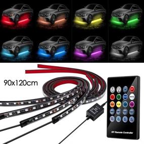 img 4 attached to 🚗 BLIAUTO 12V RGB LED Strip Underglow Lights Kit | Waterproof Car Underbody Lighting | Wireless Remote Control | Music Sound Active | Includes Cable Tie & Screw (90x120cm)