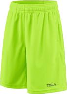 🏀 tsla boys' athletic shorts - quick dry pull on basketball running shorts for active sports workout logo