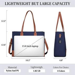 img 1 attached to 👜 Navy Waterproof Nylon Shoulder Bag - Tote Bag for Women, Fits 15.6 Inch Laptop with USB Port, Ideal Teacher and Work Bag