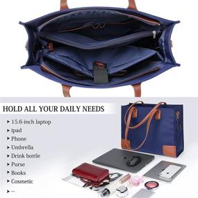 img 3 attached to 👜 Navy Waterproof Nylon Shoulder Bag - Tote Bag for Women, Fits 15.6 Inch Laptop with USB Port, Ideal Teacher and Work Bag