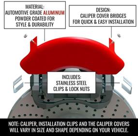 img 2 attached to 🔴 MGP Защитные колодки 10204SMB2RD Красный порошковое покрытие '2015 Mustang выгравирована задняя' Комплект накладок на тормозной суппорт, 4 шт., с серебристыми символами.