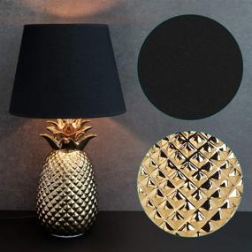 img 2 attached to 🍍 Stylish Navaris Gold Pineapple Table Lamp - Elegant 13.8" Mini Light for Tables with Ceramic Base and E12 Candelabra Bulb Socket - Chic Black Shade Included