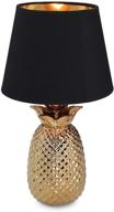 🍍 stylish navaris gold pineapple table lamp - elegant 13.8" mini light for tables with ceramic base and e12 candelabra bulb socket - chic black shade included логотип