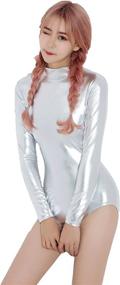 img 1 attached to Speerise Metallic Turtleneck Sleeve Leotard