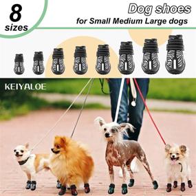 img 3 attached to 🐾 KEIYALOE Waterproof Dog Boots with Reflective Straps, Anti-Slip Paw Protectors for Snow Winter, Walking, Hiking - Small Medium Large Dog Shoes (4pcs)