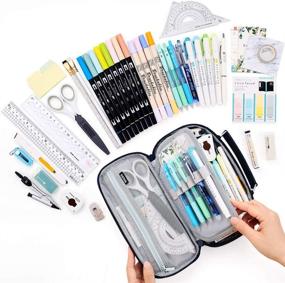 img 3 attached to 🖊️ EASTHILL Big Capacity Pencil Case: Perfect Organizer for Girls, Boys, Teens in College, School, and Office