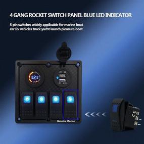 img 1 attached to 🚙 Off-Road Vehicles and Boat 4 Gang Rocker Switch Panel with 12V Digital Voltmeter Display, 5V 2.1A Dual USB Port, LED Blue Lighted On/Off Switches, Perfect for RVs and Trucks