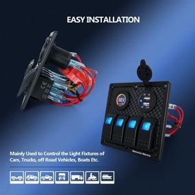 img 2 attached to 🚙 Off-Road Vehicles and Boat 4 Gang Rocker Switch Panel with 12V Digital Voltmeter Display, 5V 2.1A Dual USB Port, LED Blue Lighted On/Off Switches, Perfect for RVs and Trucks