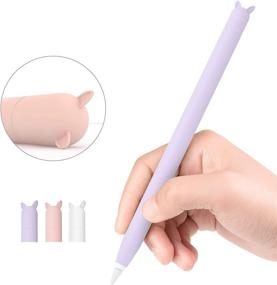 img 3 attached to 🖊️ Protective Silicone Apple Pencil Case Set for iPad Pro: 3 Pack Soft Sleeve Cover (White, Pink, Purple)