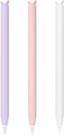 🖊️ protective silicone apple pencil case set for ipad pro: 3 pack soft sleeve cover (white, pink, purple) logo