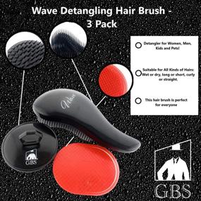 img 2 attached to 🌊 G.B.S Набор расчесок для раздраивания волос "Wave Detangling Hair Brush Set": Портативные расчески для щадящего раздраивания дома или в пути - Набор из 3-х штук (включает в себя расческу для раздраивания волн, расческу для шампуня и карманную пальциевую расческу).