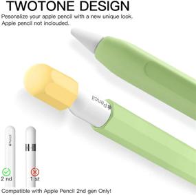 img 3 attached to 🍏 GUDOU Duotone Case Cover Silicone Sleeve Skin for Apple Pencil 2nd Generation - Full Protection (Matcha Green) - with Cap & Tip Cover