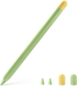 img 4 attached to 🍏 GUDOU Duotone Case Cover Silicone Sleeve Skin for Apple Pencil 2nd Generation - Full Protection (Matcha Green) - with Cap & Tip Cover