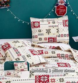 img 1 attached to Christmas Quilt Set: Twin Size Bedding with Plaid Patchwork, Snowflake & Elk Designs - Holiday Home Décor