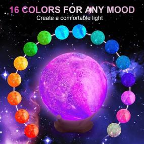 img 1 attached to Upgraded Moon Lamp Night Light: 5.9 Inch Galaxy Star Lamp with 16 Colors LED, Wood Stand, Touch & Remote Control - Perfect for Baby Girls, Boys, Family Birthdays