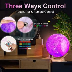 img 3 attached to Upgraded Moon Lamp Night Light: 5.9 Inch Galaxy Star Lamp with 16 Colors LED, Wood Stand, Touch & Remote Control - Perfect for Baby Girls, Boys, Family Birthdays