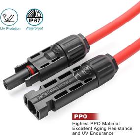 img 1 attached to 🔌 Набор кабелей для продления солнечной панели BeideLt - 10AWG, 6мм², 1 пара черных проводов длиной 10 футов + 10 футов красных проводов из оловянной меди, устойчивых к погодным условиям