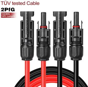 img 2 attached to 🔌 Набор кабелей для продления солнечной панели BeideLt - 10AWG, 6мм², 1 пара черных проводов длиной 10 футов + 10 футов красных проводов из оловянной меди, устойчивых к погодным условиям