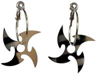 🖤 naruto-inspired gothic mirror acrylic hoop earring - cool emo ninja dart design for women and girls logo