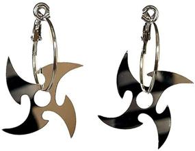 img 3 attached to 🖤 Naruto-inspired Gothic Mirror Acrylic Hoop Earring - Cool Emo Ninja Dart Design for Women and Girls