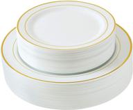 🍽️ set of 60 white with gold trim plastic plates - includes 30 dinner plates and 30 salad plates - ideal for events and parties logo