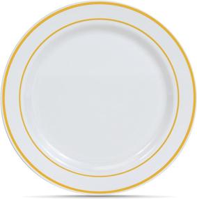 img 2 attached to 🍽️ Set of 60 White with Gold Trim Plastic Plates - Includes 30 Dinner Plates and 30 Salad Plates - Ideal for Events and Parties