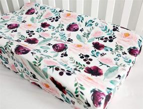 img 4 attached to 🌸 Baby Girls Boy Floral Crib Bedding Set with Pink Wine Changing Pad Cover and Table Pads