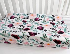 img 3 attached to 🌸 Baby Girls Boy Floral Crib Bedding Set with Pink Wine Changing Pad Cover and Table Pads