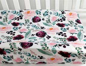 img 2 attached to 🌸 Baby Girls Boy Floral Crib Bedding Set with Pink Wine Changing Pad Cover and Table Pads